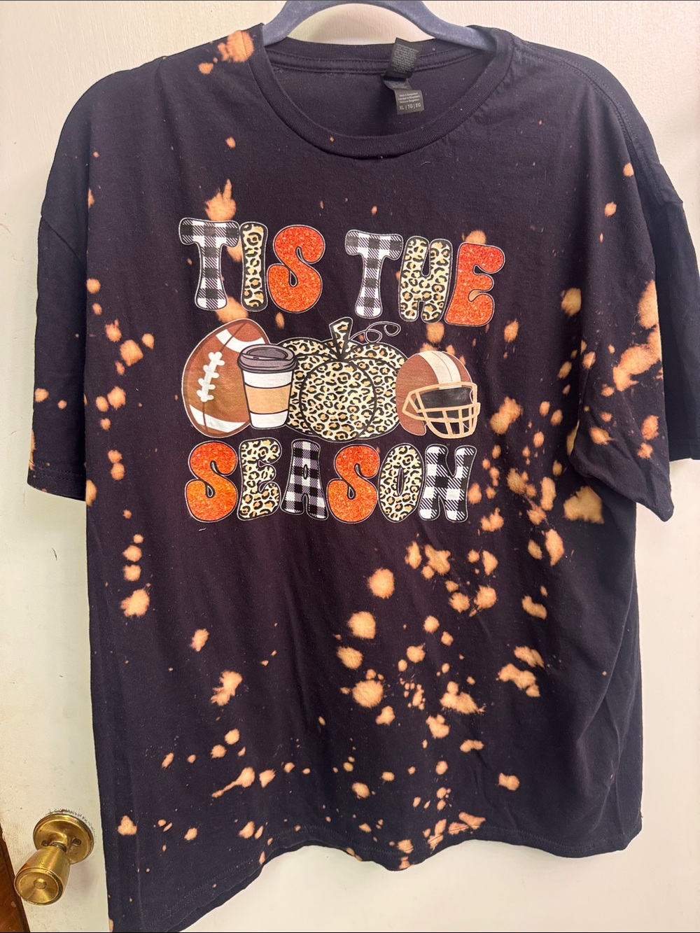 Gildan Black Bleach-Splatter 'Tis The Season' Graphic Tee